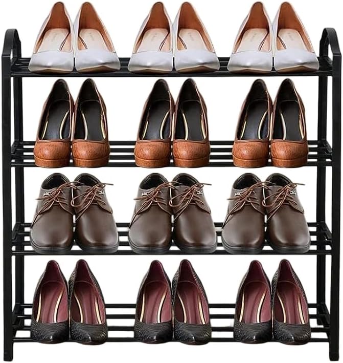 4 Tier Shoe Rack Shoe Storage Organiser Storage Rack Hallway 12-14 Pairs 62x20x62 cm