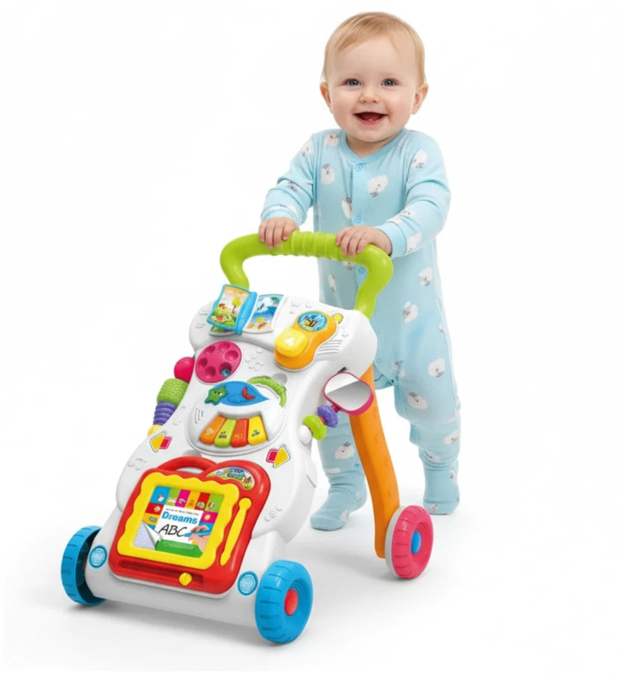 Push Along Baby Walker with Wheels | Multifunctional Activity Toy for Boys & Girls Early Learning