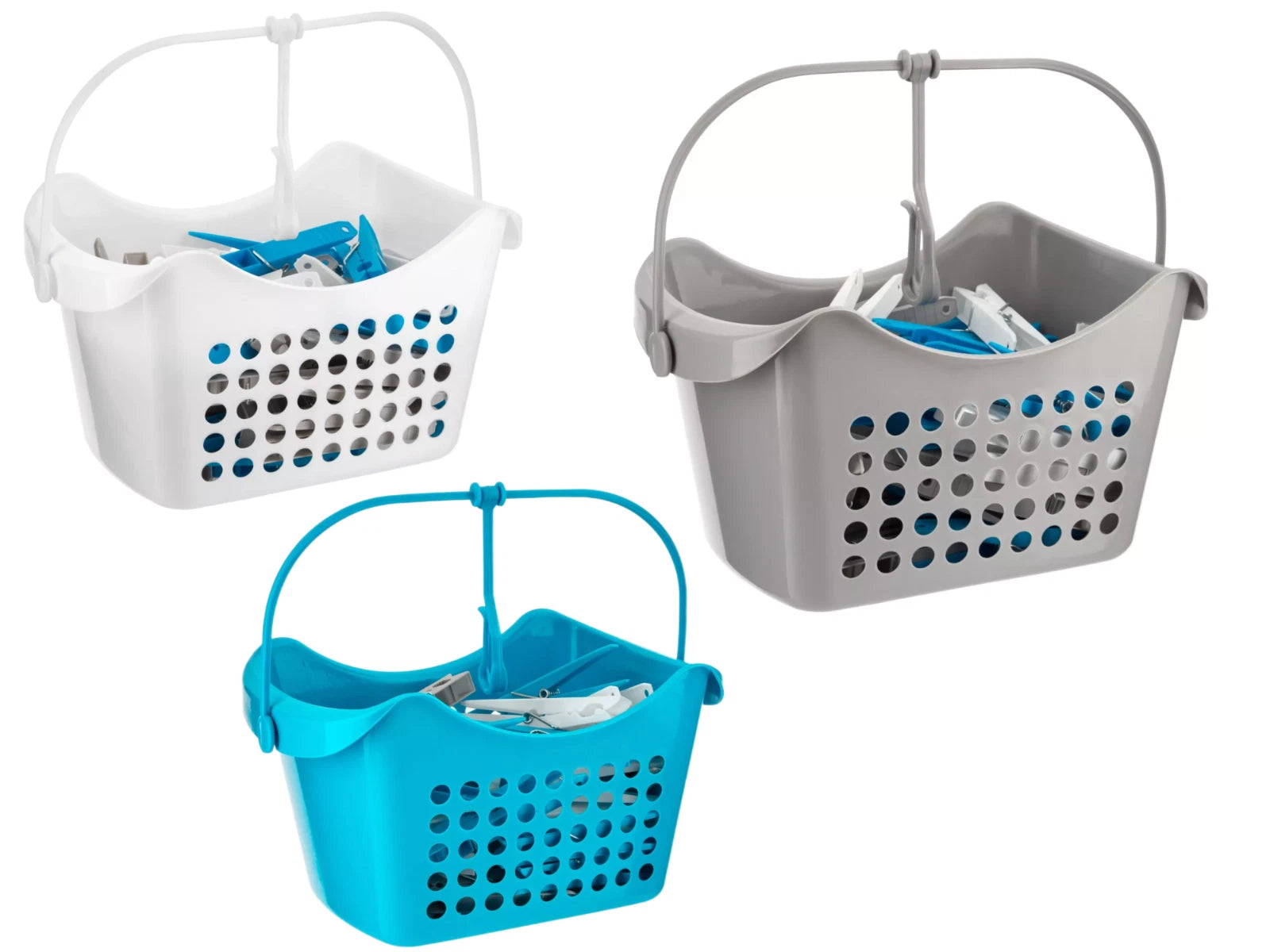 Plastic Peg Basket 50 Pegs Clothes Garment Laundry Washing Line Hanging Hook