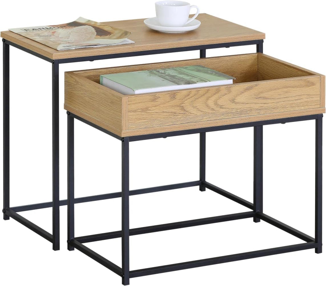 Nesting Coffee Tables Set of 2 Nest Stacking Side End Table Steel Metal Frame
