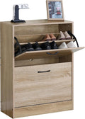 2 Drawer Shoe Cabinet Cupboard Storage Organiser Shoes Footwear Rack Hallway 60x24x81 cm
