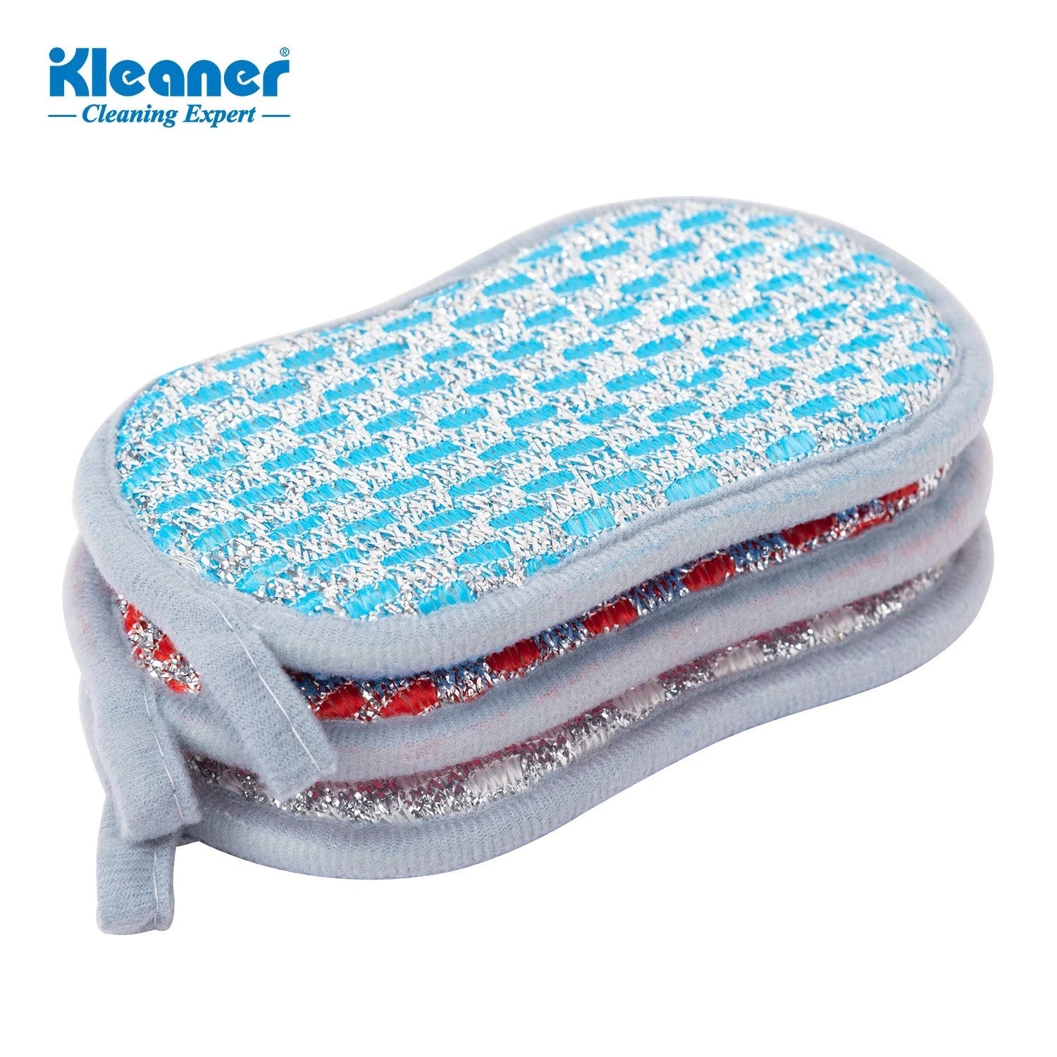 3 Microfibre Sponge Scourer Kitchen Cleaning Pads Non Scratch Dual Side Scrubber