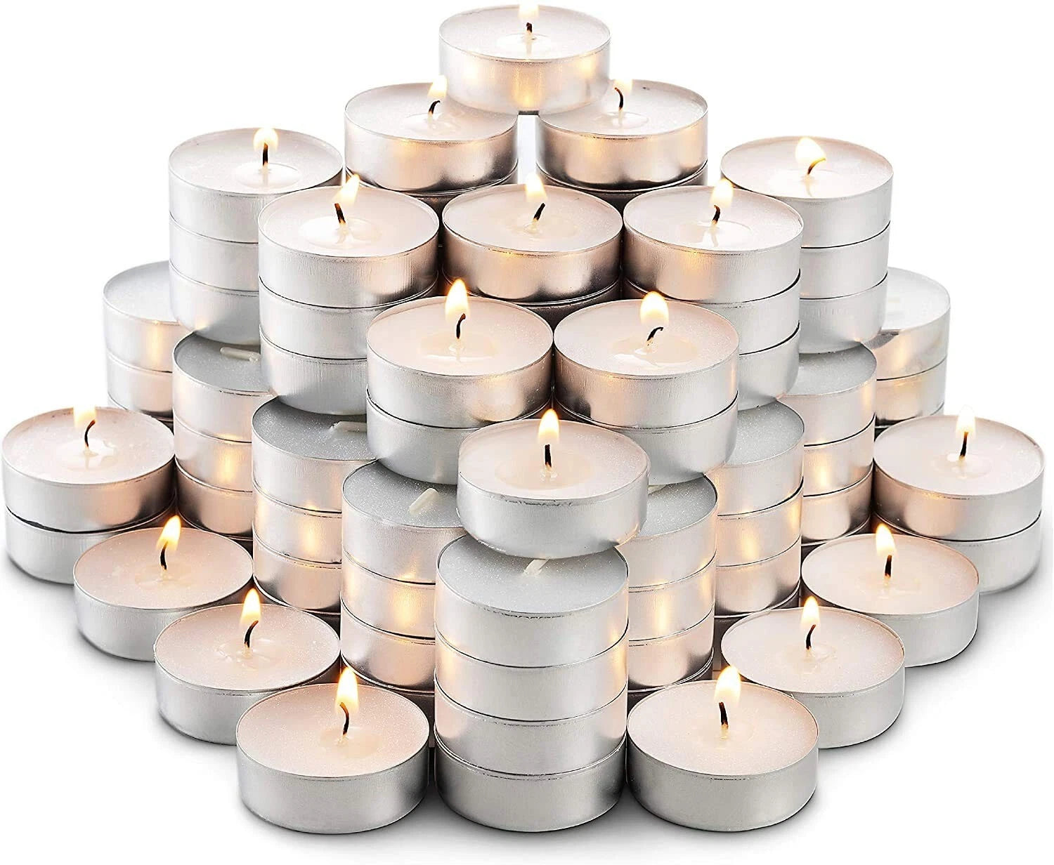 96 Tea Night Lights Candles 3 HOUR LONG BURN Unscented XMAS Wedding Decoration