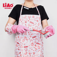 Women Kitchen Apron and Gloves Set Cleaning Cooking Waterproof Greaseproof