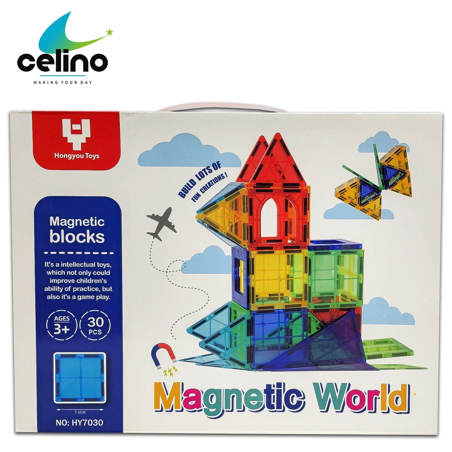 30pcs Magnetic Tiles Building Blocks Toys Set For Kids Educational Magnets Game