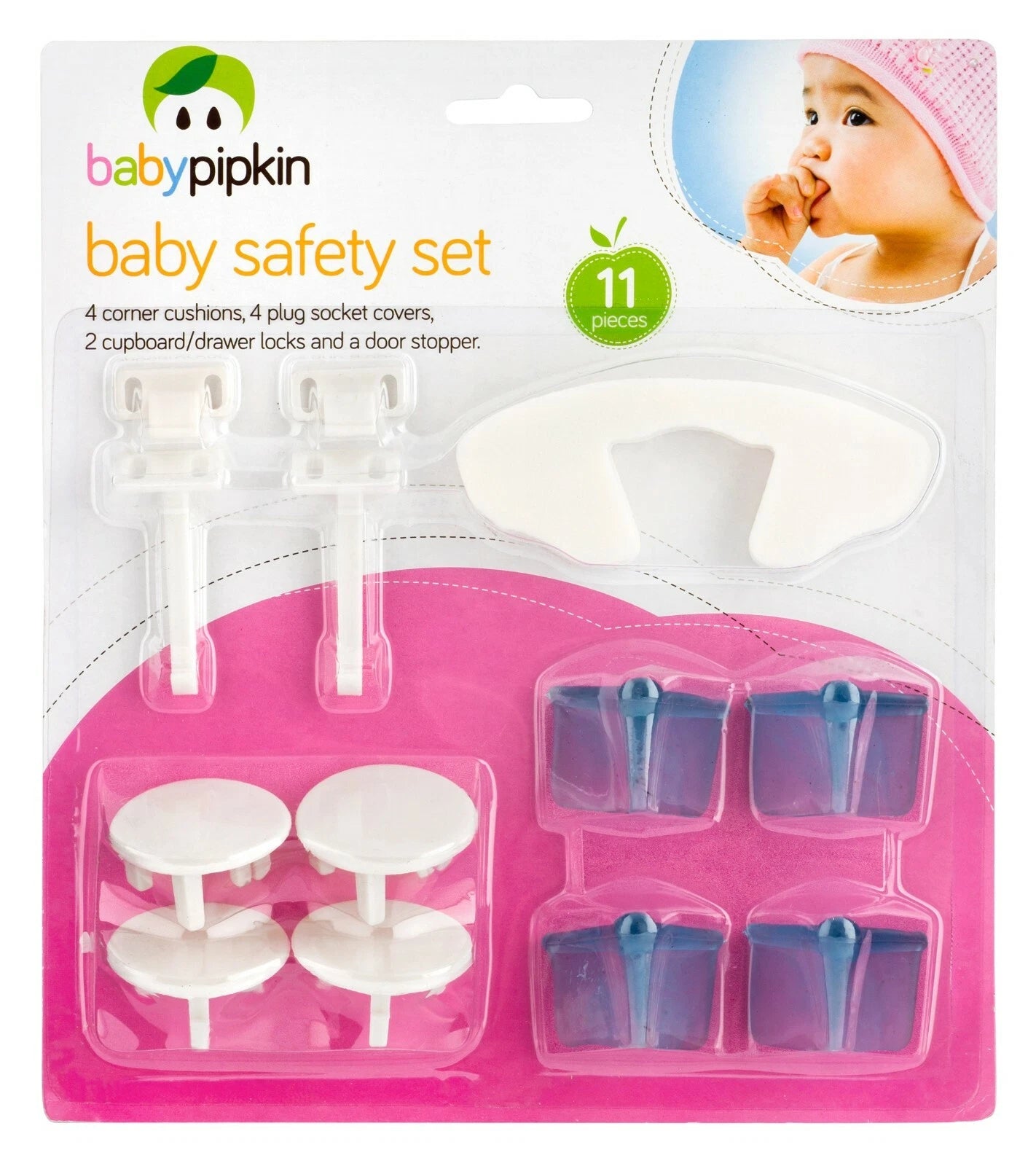 11pcs Baby Child Safety Set Corner Cushions Plug Sockets, Door Stopper Cupboard