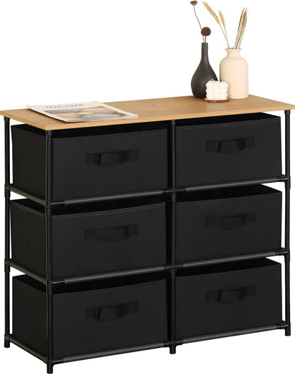6 Chest of Drawers Fabric Storage Wardrobe Cabinet Living Room Dresser Table 75x30x68 cm