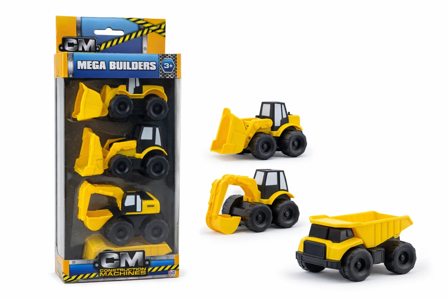 Set of 4 Construction Vehicles Toys | Excavator, Truck & Car Toy Set for Kids Boys 3+