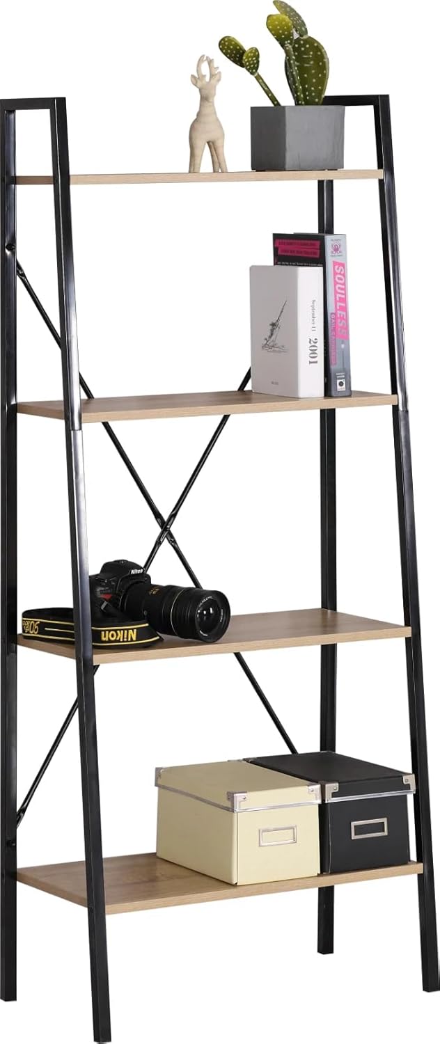 4 Tier Ladder Shelf Bookcase Living Room Plant Display Storage Shelving Unit 60x32x148 cm