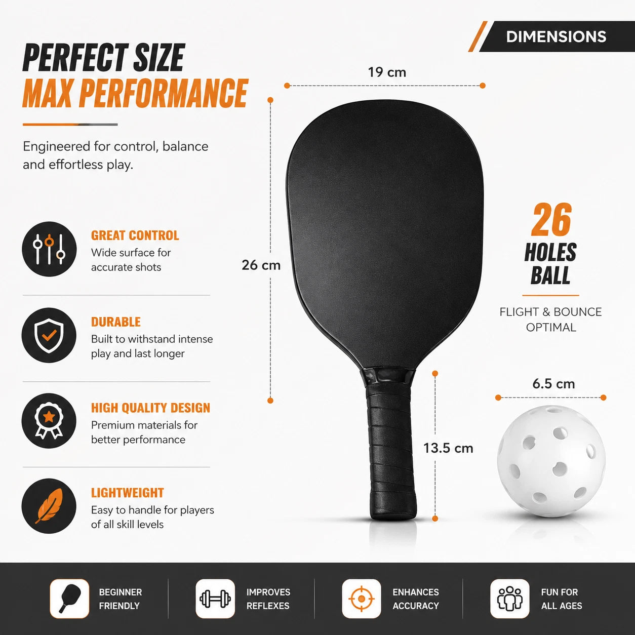 Pickleball Paddles Set Pickle Ball Rackets Plastic Indoor Outdoor Games Sports