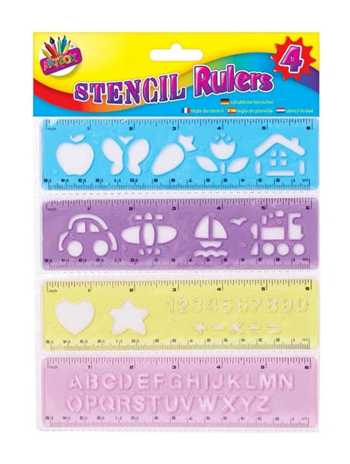 Set of 4 Letter Stencil Set | Alphabet & Number Template for Kids Craft, Drawing & Writing