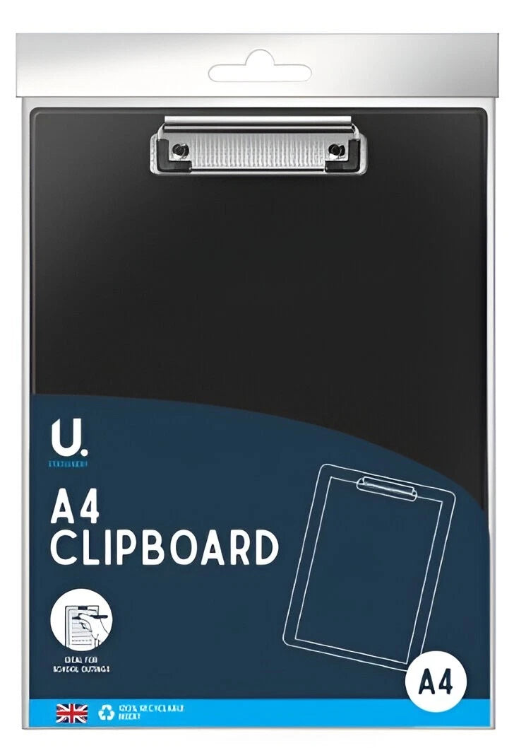 A4 Clipboard School Office Writing Pad Document File Storage Foolscap - BLACK