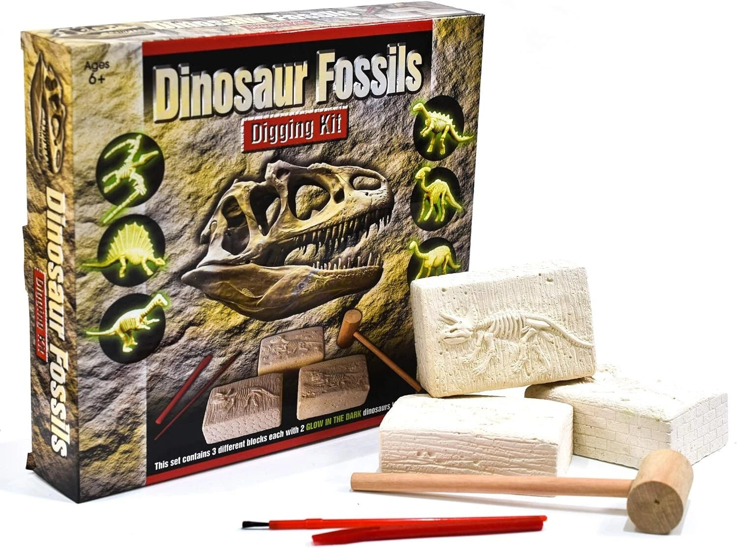 Dinosaur Fossils Digging Excavation Kit Glow In The Dark Educational Kids Toy