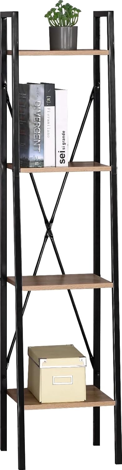 Bookshelf 4 Tier Storage Rack Plant Steel Frame Living Room Office Study Hallway 34x32x148 cm