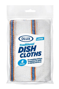 4 x Dish Cloths Large Kitchen Cleaning Drying Dishes Washing up Towels