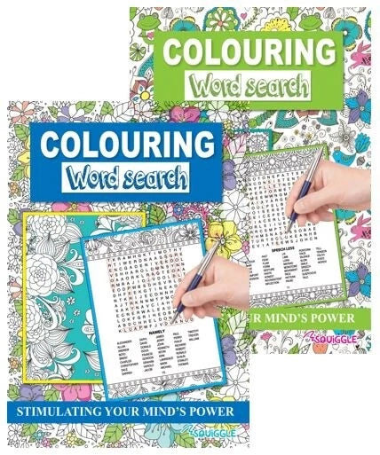 A4 Colouring & Wordsearch Puzzle Book | Mind Relaxing Activity Book for Adults & Older Children