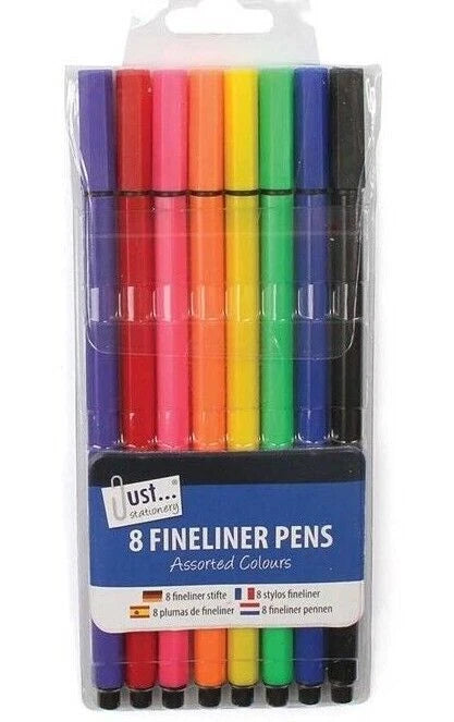 8 Fine Liner Pens Colour Set – Assorted Colouring Pens for Drawing, Sketching, Art & Creative Illustration