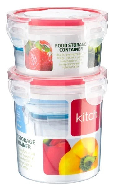 2 Pack Airtight Food Storage Containers with Clip Lock Lids – BPA Free Kitchen Storage Boxes 300ml & 500ml
