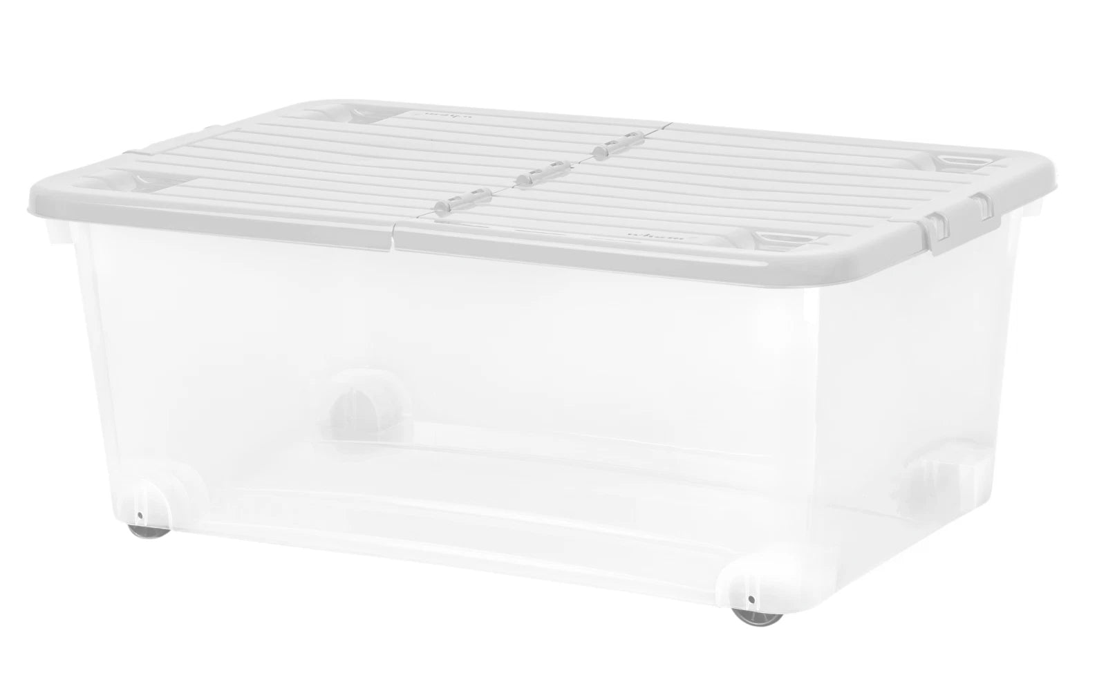 45L Plastic Storage Box with Wheels & Lid – Stackable Clear Storage Container for Home, Office & Organisation
