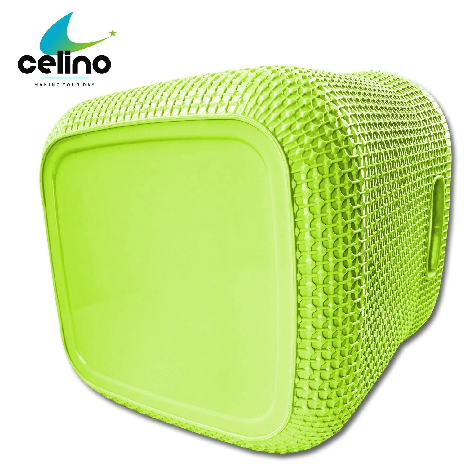 53L Plastic Rattan Laundry Basket Strong Washing Clothes Hamper Storage Knitted