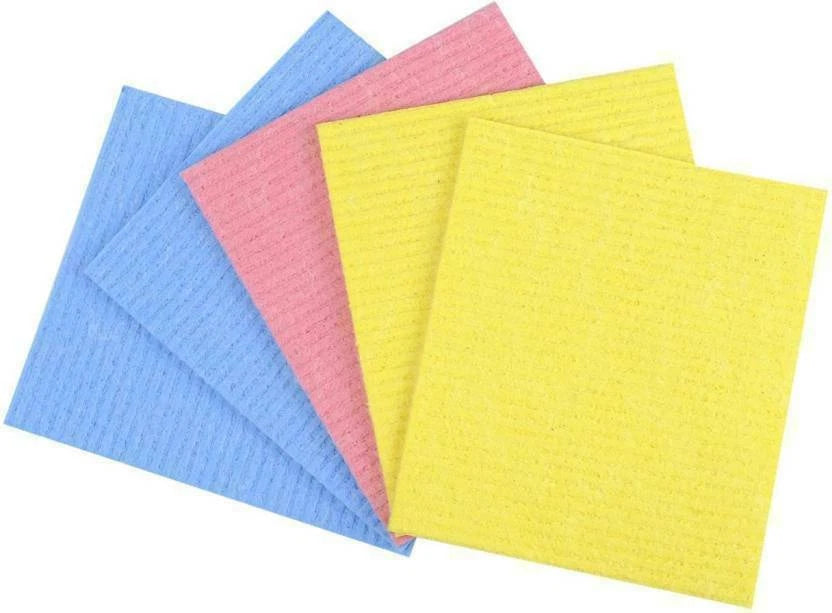 5pk Sponge Cloths Super Absorbent Cellulose Kitchen Surface Cleaning Wipes