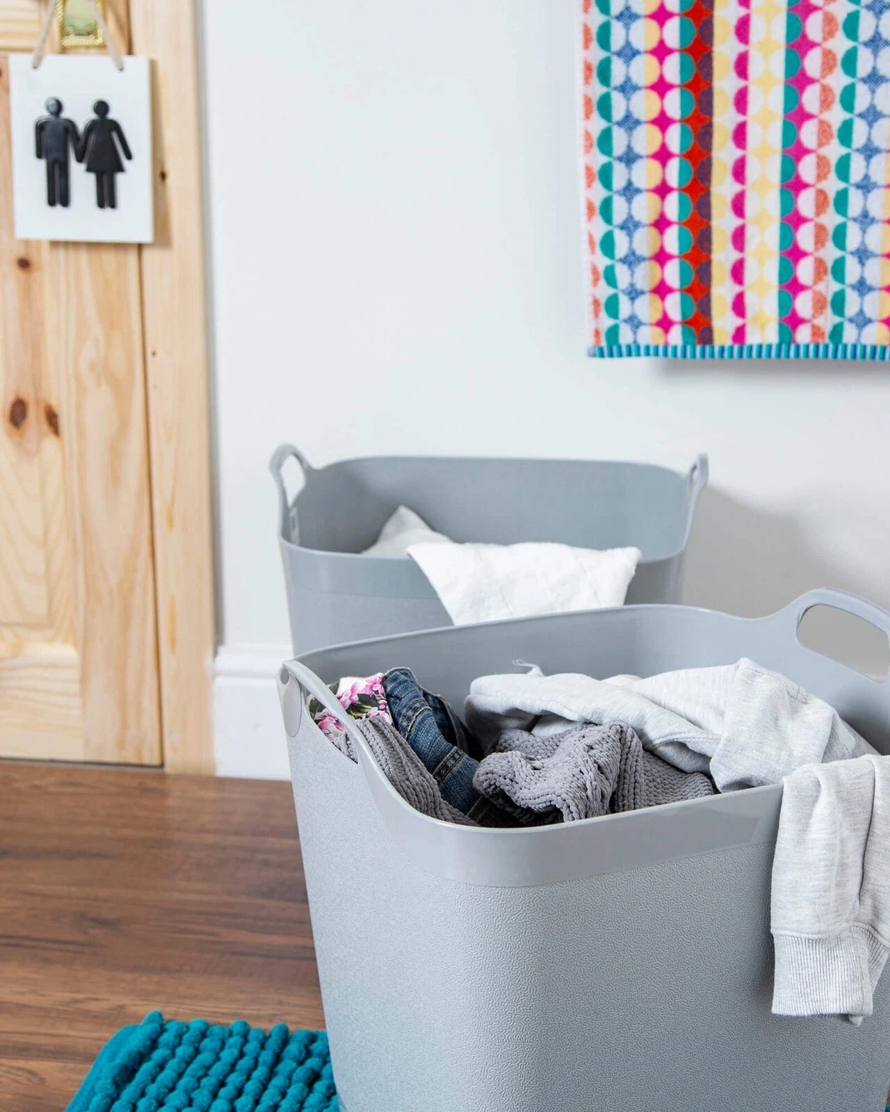 Wham Flexible Storage Tub Strong Plastic Laundry Basket Flexi Large Clothes Toys