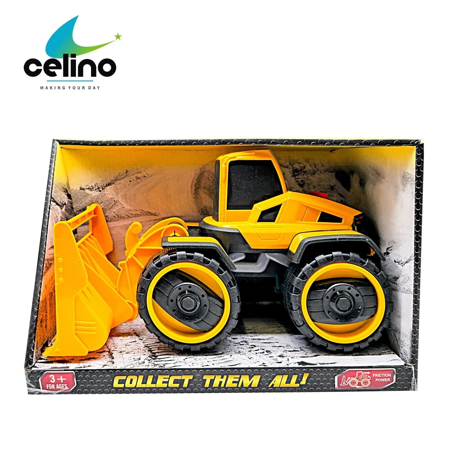 Kids Construction Vehicle Toy Bulldozer Truck – Friction Powered with Lights & Sound, Heavy Duty Building Site Toy for Boys