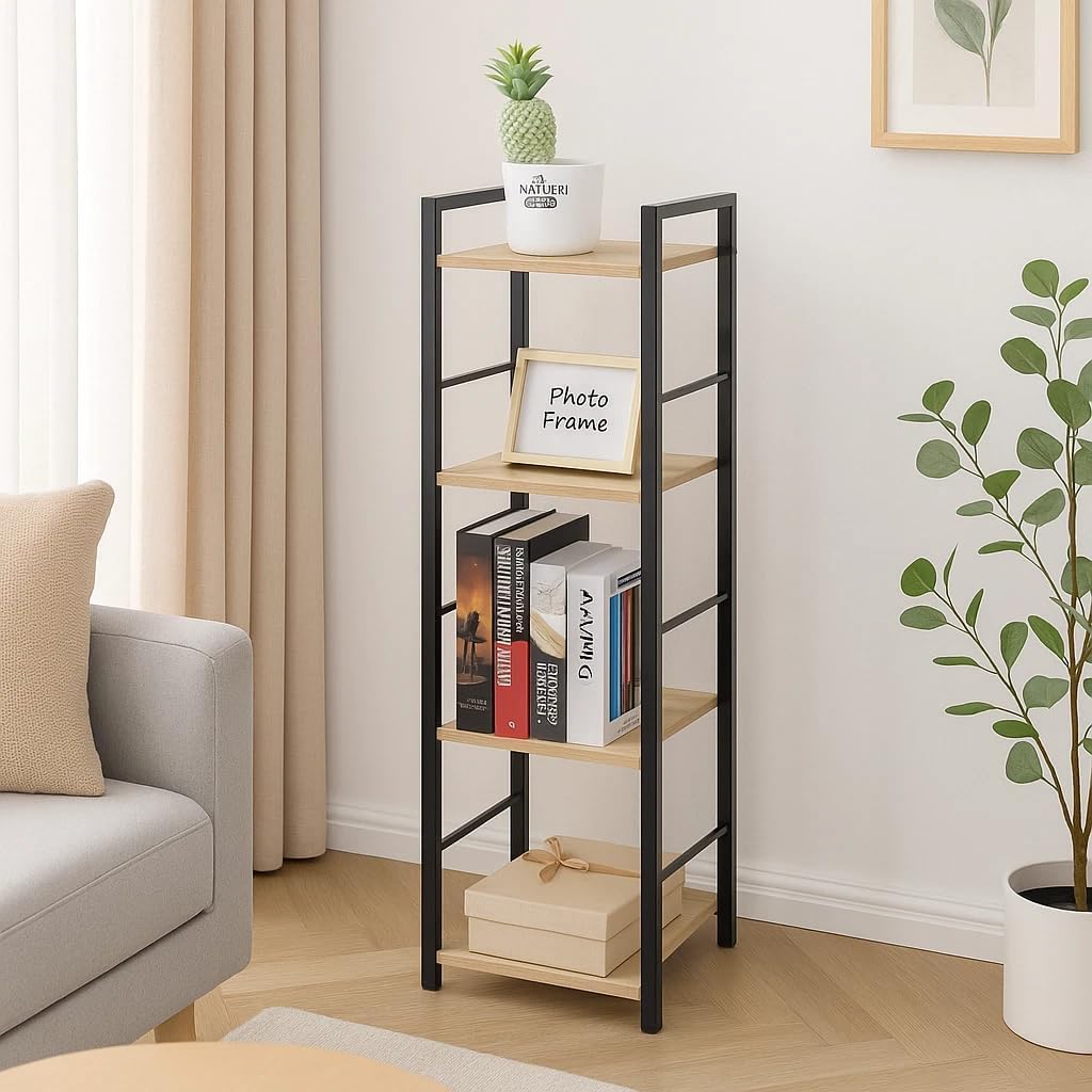 4 Tier Ladder Shelf Bookcase Tall Living Room Display Storage Shelving Unit 29.1×23.5×112 cm