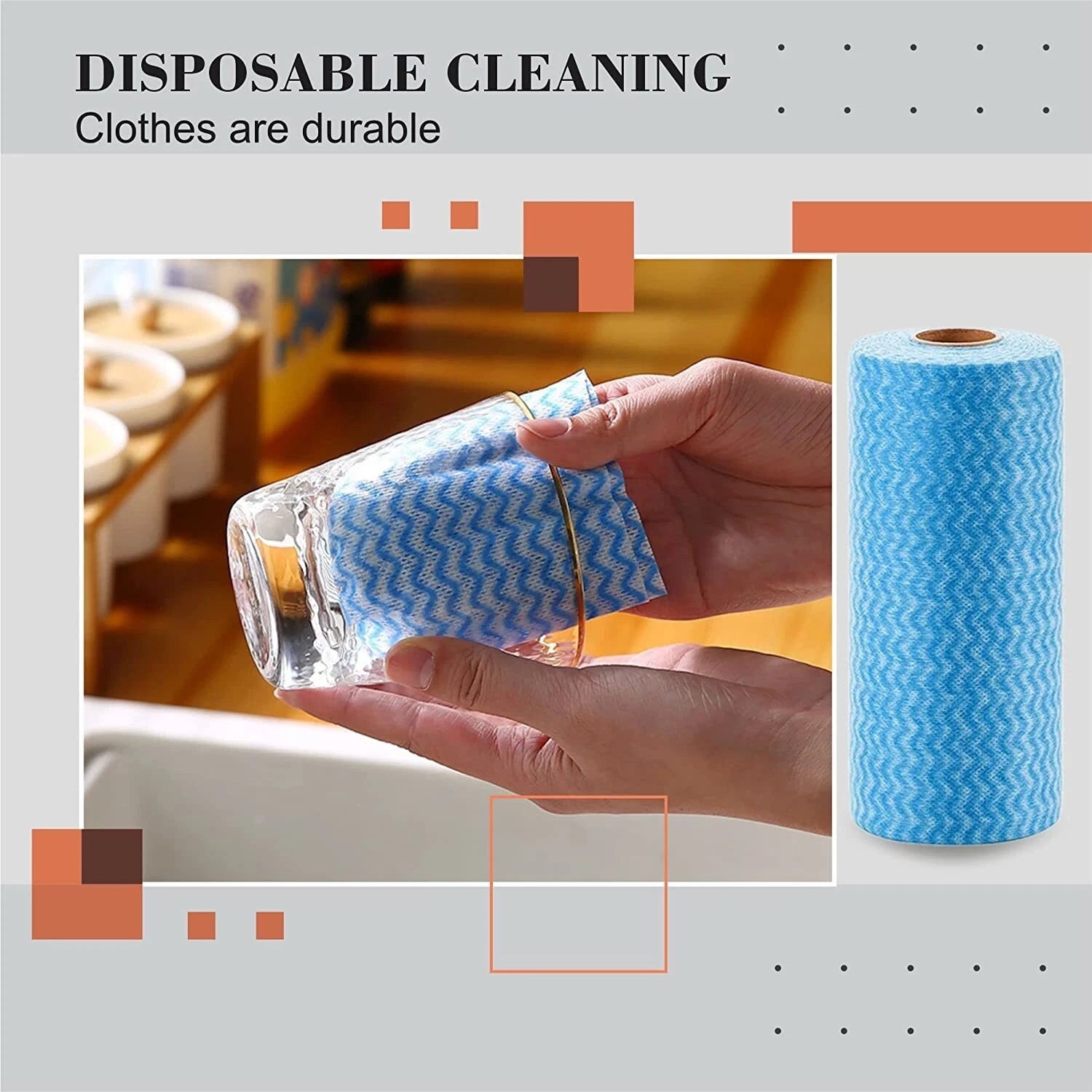 40 Pack All Purpose Cleaning Cloths Blue | Hygienic Kitchen & Home Cleaning Wipes J-Type