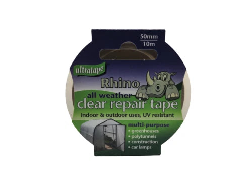 Ultratape Rhino All Weather Clear Repair Tape 50mm x 10m – Heavy Duty Waterproof Transparent Repair Tape for Windows, Glass, Car Lamps & Outdoor Repairs