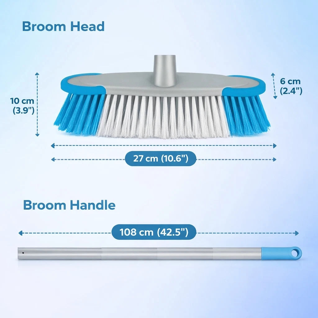 Kitchen Broom Soft Sweeping Brush Head Handle Garden Floor Sweeper Cleaning