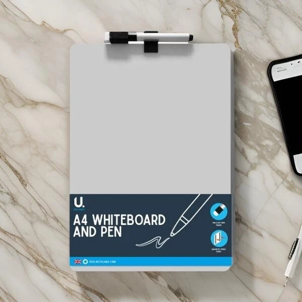 A4 Whiteboard Magnetic Double Sided Dry Wipe Re-writable Pen School Home Office