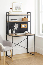 Load image into Gallery viewer, 3 Tier Study Table Office Desk With Storage Computer Home Gaming Bookshelf 84x50x148 cm
