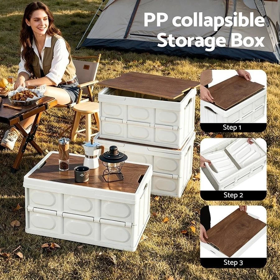 Folding Storage Boxes With Lid Plastic Box Collapsible Stackable Organiser Crate