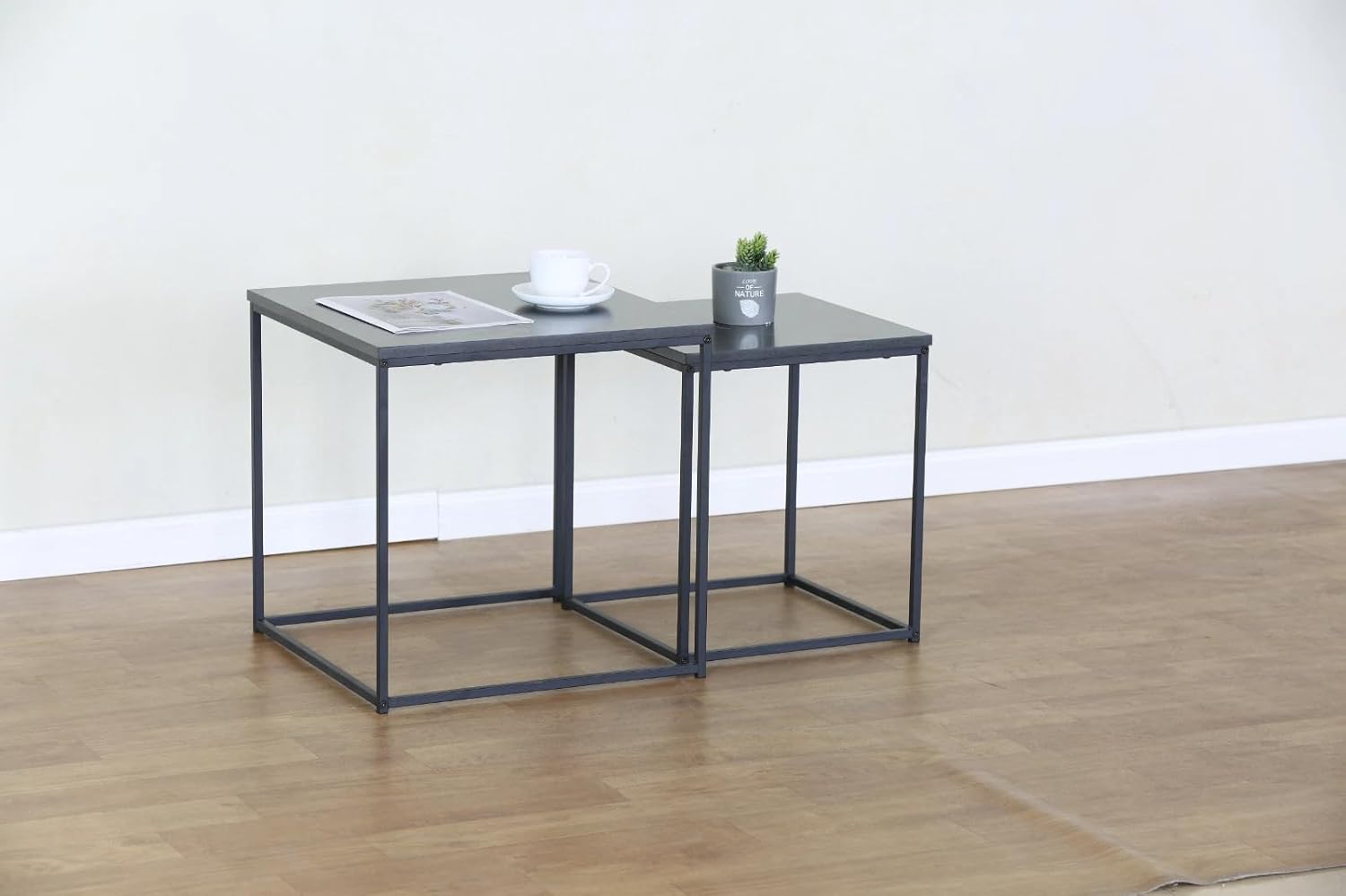 Nesting Coffee Tables Set of 2 Living Room Square Side End Table Nest Stacking