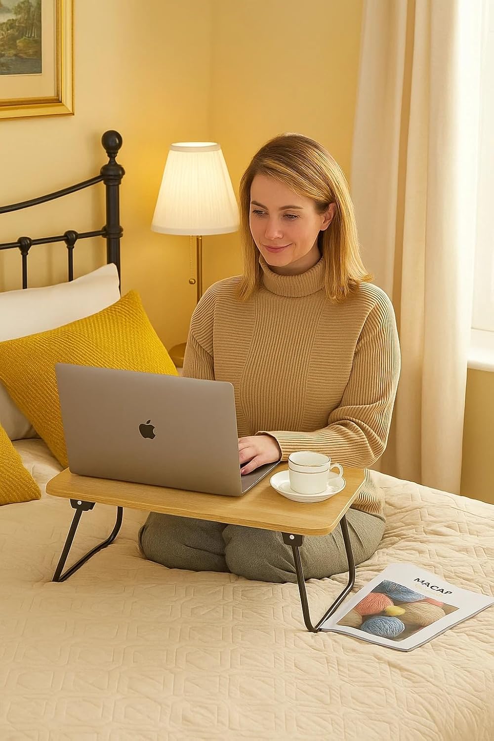 Foldable Laptop Bed Table Dinner Lap Tray Portable Breakfast Work Desk Stand 52.5x30x21.5 cm