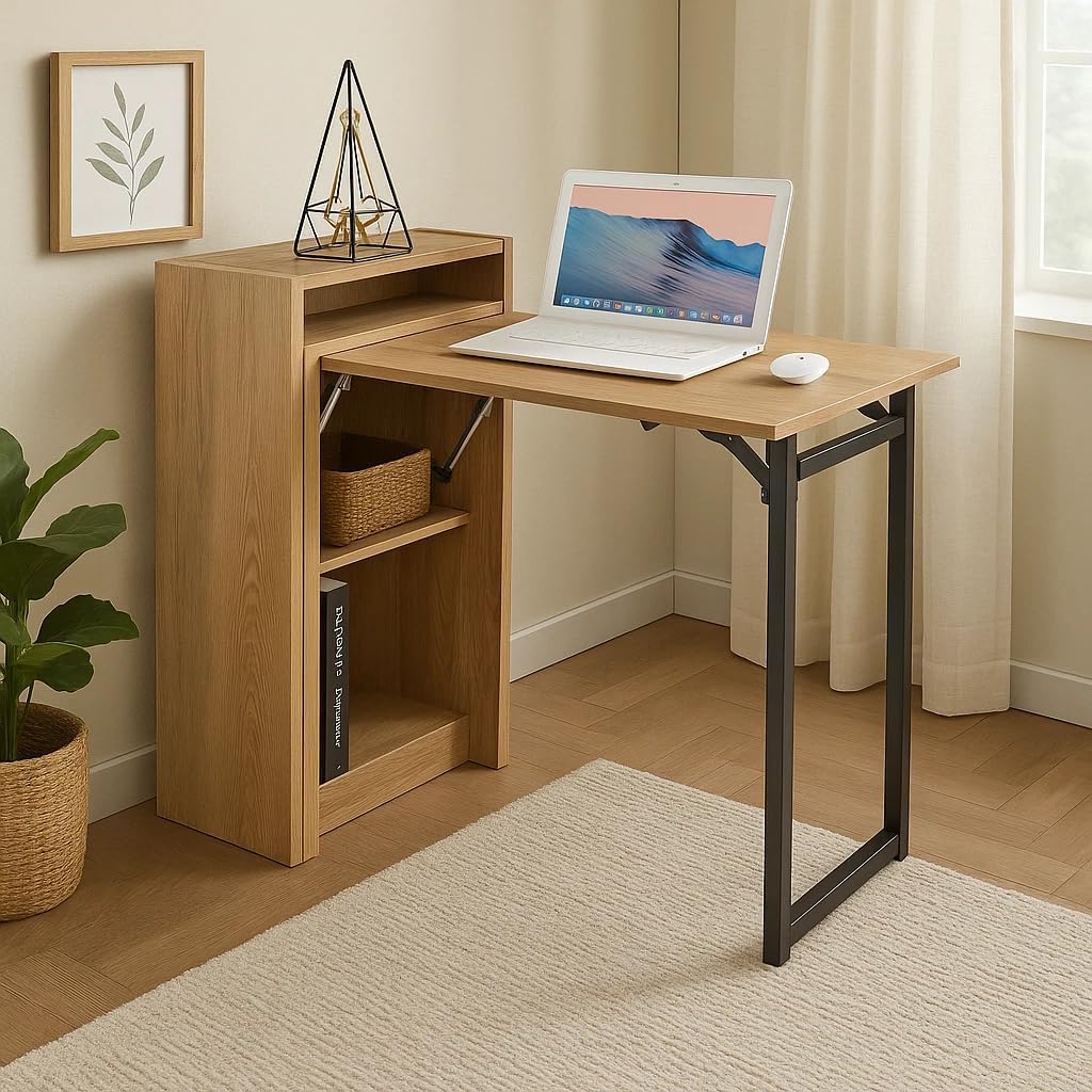 Folding Desk Foldable Computer Table Workstation Study Writing Home Office 102x59x85 cm