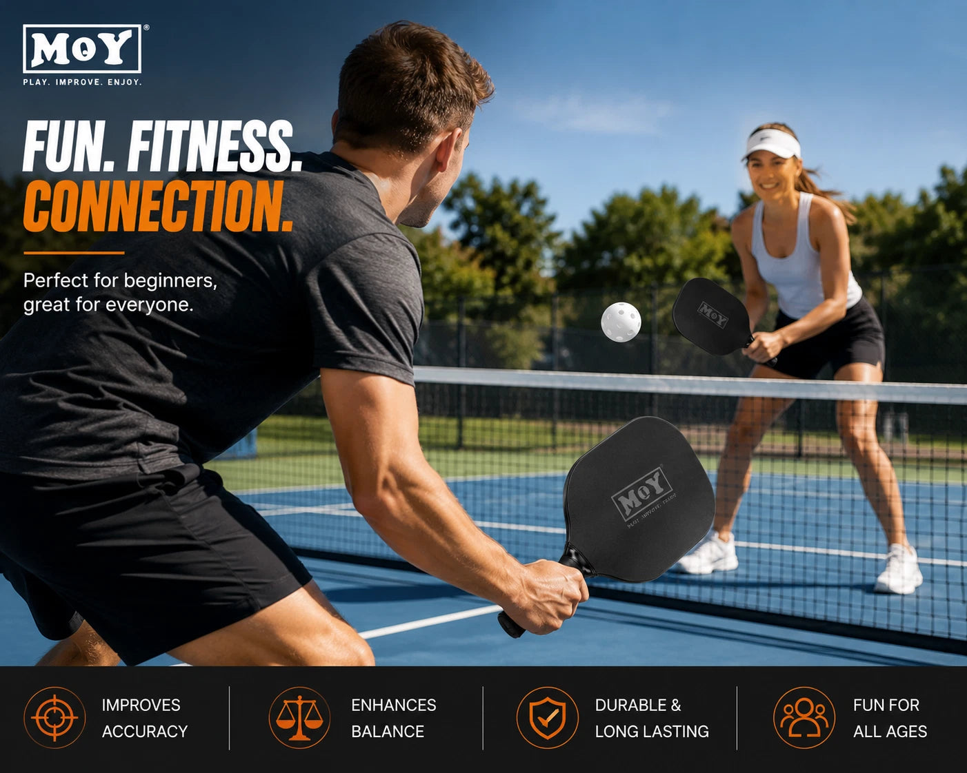 Pickleball Paddles Set Pickle Ball Rackets Plastic Indoor Outdoor Games Sports