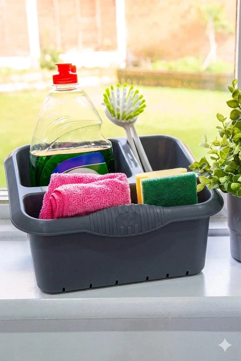 Wham Kitchen Cutlery Caddy | High Grade Plastic Sink Tidy Drainer Holder & Organiser