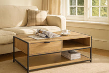Load image into Gallery viewer, Coffee Table with Drawer Storage 2 Tier Industrial Style Living Room Furniture 100x50x40 cm
