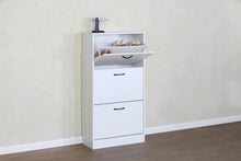 Load image into Gallery viewer, 3 Drawer Shoe Cabinet Cupboard Shoe Storage Organiser White Furniture Unit 60x24x116 cm
