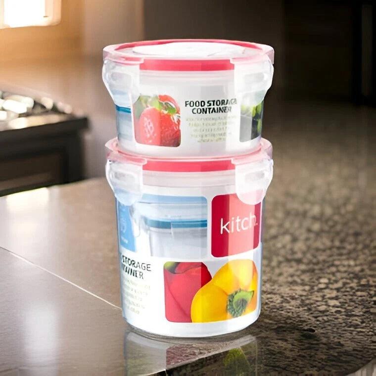 2 Pack Airtight Food Storage Containers with Clip Lock Lids – BPA Free Kitchen Storage Boxes 300ml & 500ml