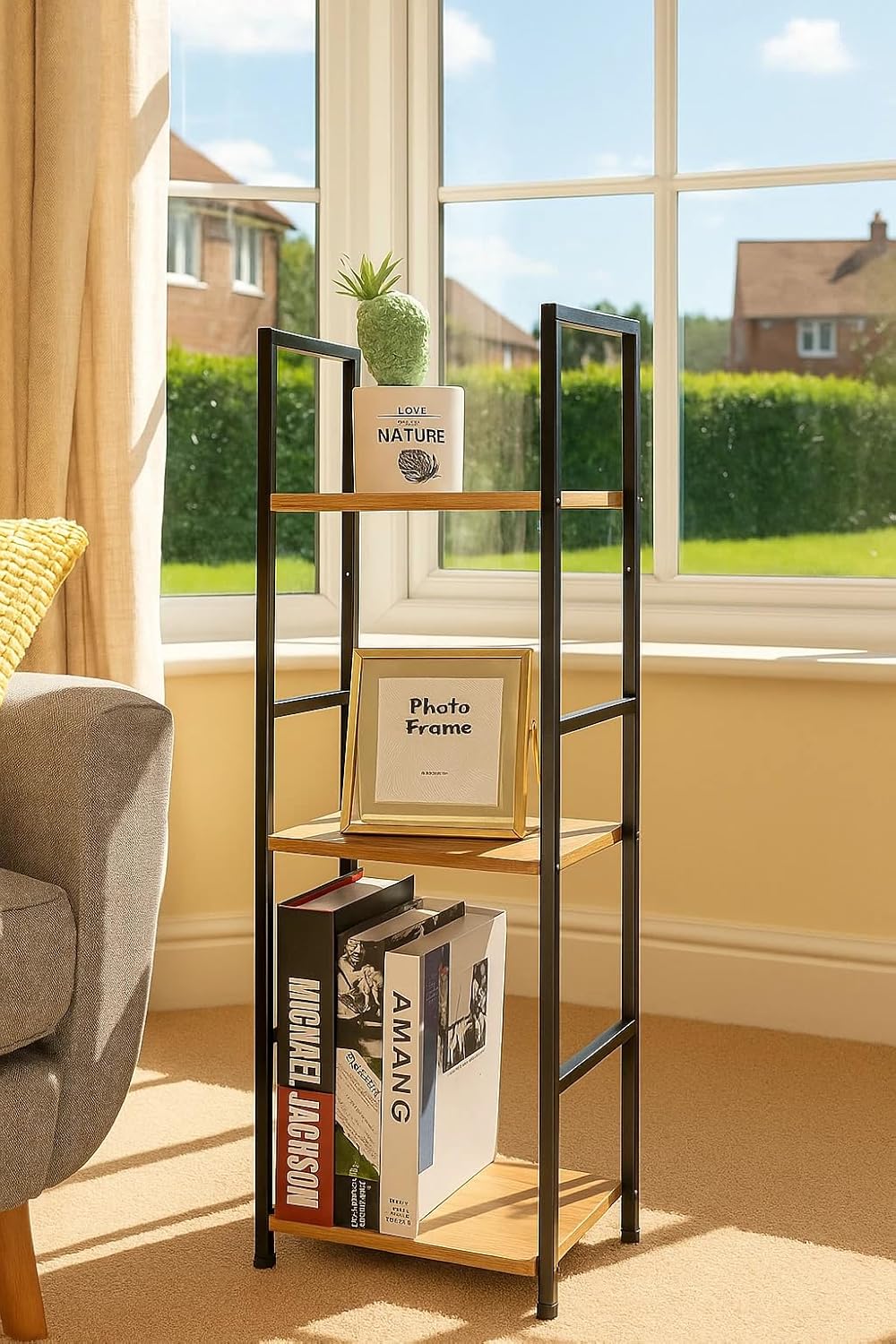 3 Tier Ladder Shelf Bookcase Living Room Display Stand Shelving Unit Plant Rack 29x23.5x80 cm
