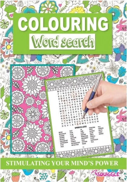 A4 Colouring & Wordsearch Puzzle Book | Mind Relaxing Activity Book for Adults & Older Children