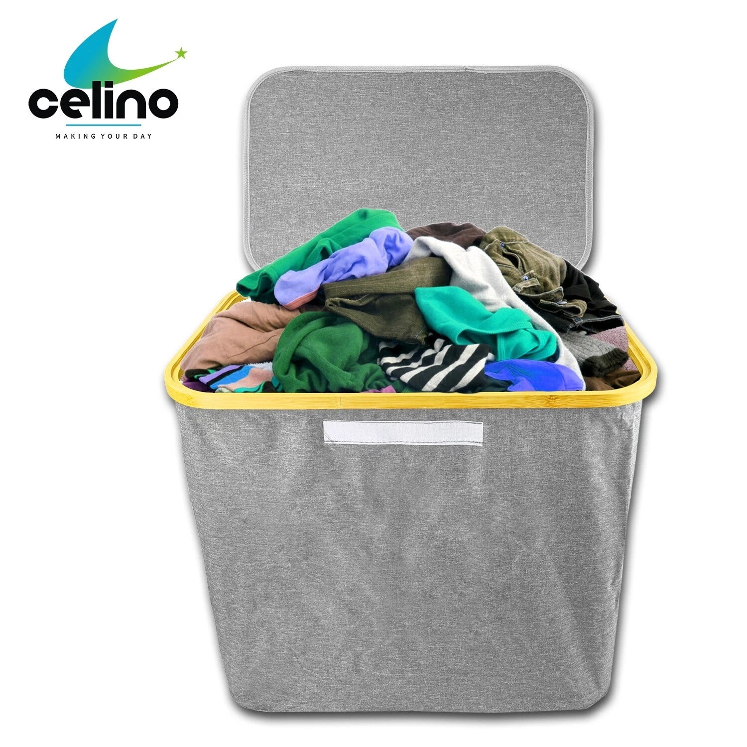 75L Foldable Fabric Laundry Basket With Lid Cover Collapsible Clothes Hamper NEW