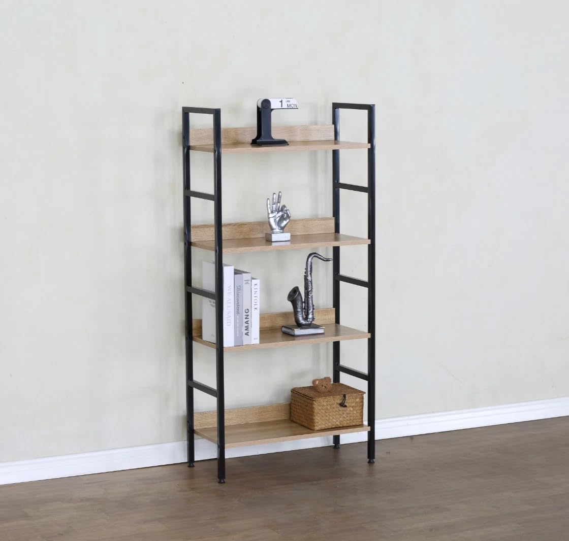4 Tier Ladder Shelf Bookcase Wide Living Room Display Storage Shelving Unit 60×27.6×126 cm