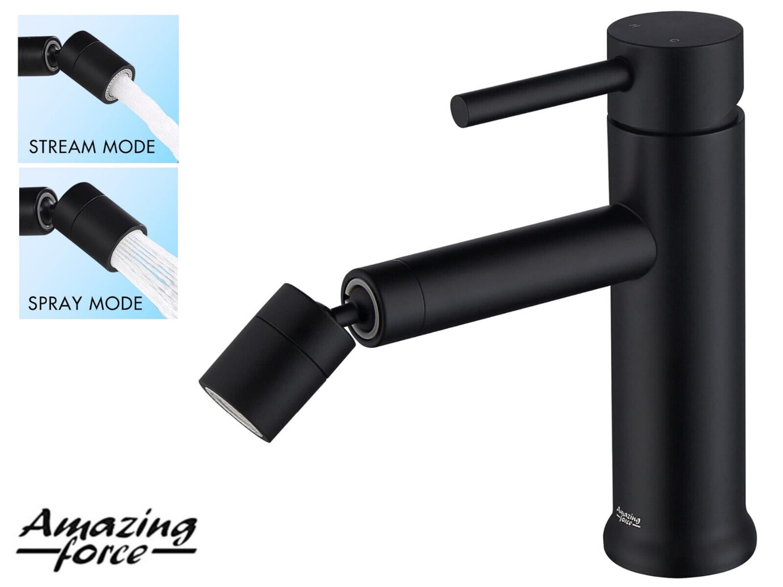 Basin Sink Mixer Tap Black Modern Bathroom 360° Rotating Taps Faucet 2 Flow Modes