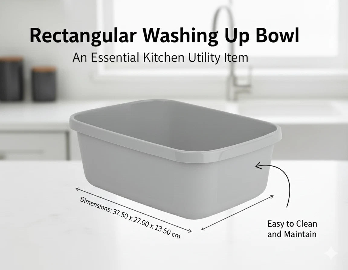 10L Washing Up Bowl Plastic Kitchen Basin Sink Mixing Cutlery Tidy Rectangular