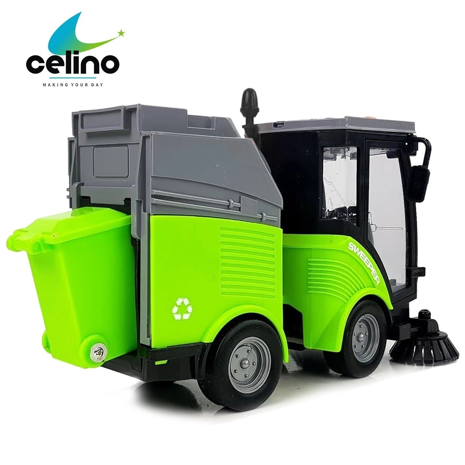 Street Sweeper Truck Toy for Kids | City Vehicle with Lights & Sound Friction Powered 1:16 Scale