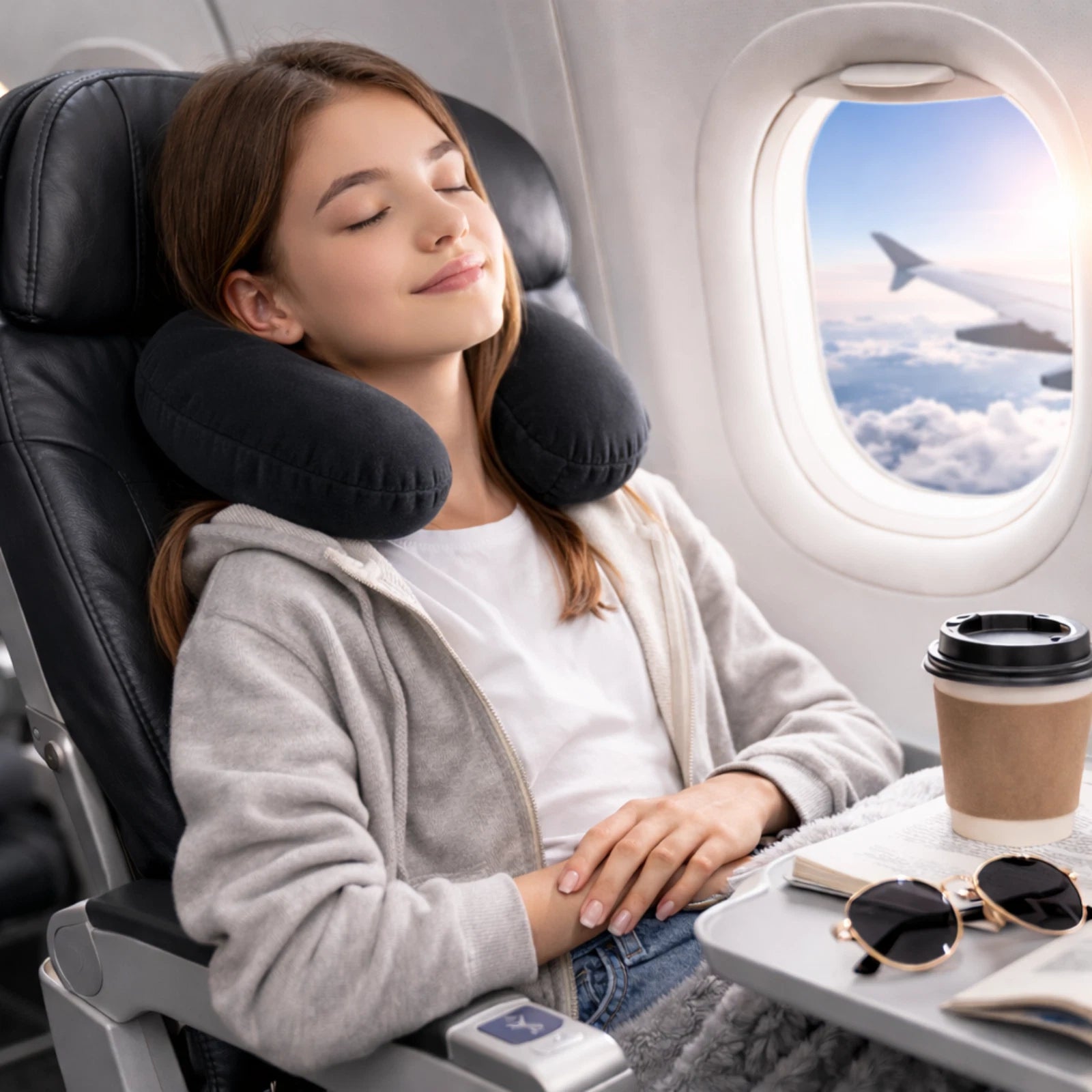 Ergonomic Neck Pillow Head Support Soft Cushion Micro Bead Travel Office - BLACK
